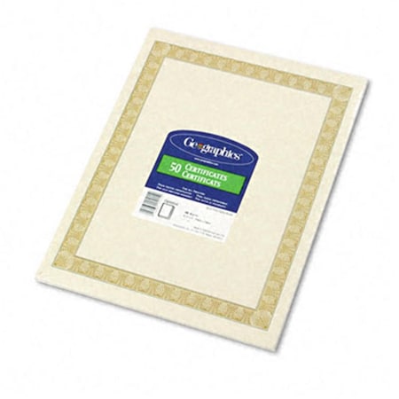 Geographics Parchment Paper Certificates  8-1/2 x 11  Natural Diplomat Border, 50PK GE32476